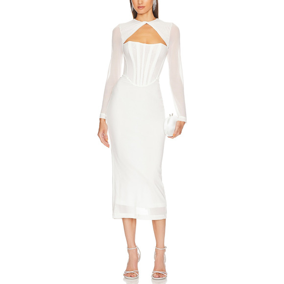 Bardot Dresses & Skirts - Bardot 'Ramona' White Corset Mesh Dress Size 6